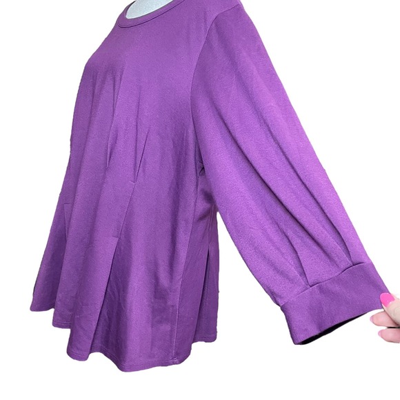 Eloquii Casual Pullover Flowy Blouse Balloon Sleeves Purple Womens Plus‎ Size 20 - Picture 4 of 12